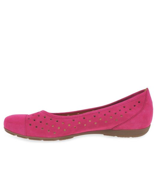 Gabor Pink Ruffle Punched Detail Casual Shoes