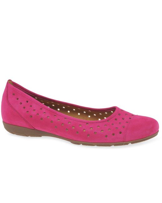 Gabor Pink Ruffle Punched Detail Casual Shoes