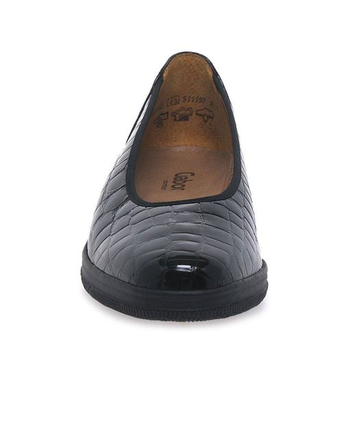 Gabor Blue Piquet Wide Fit Ballerina Pumps