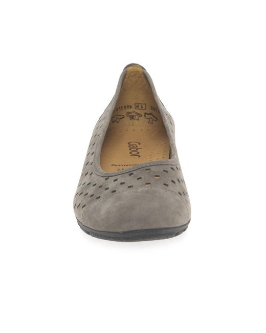 Gabor Gray Ruffle Punched Detail Casual Shoes Colour: Wallaby (Fumo)