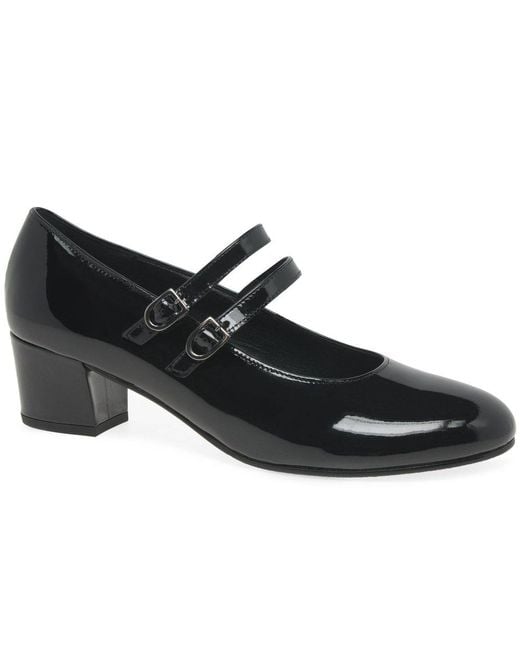 Gabor Black Belva Mary Jane Court Shoes Nappa Patent