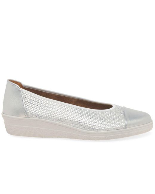 Gabor Gray Petunia Accent Low Heeled Pumps
