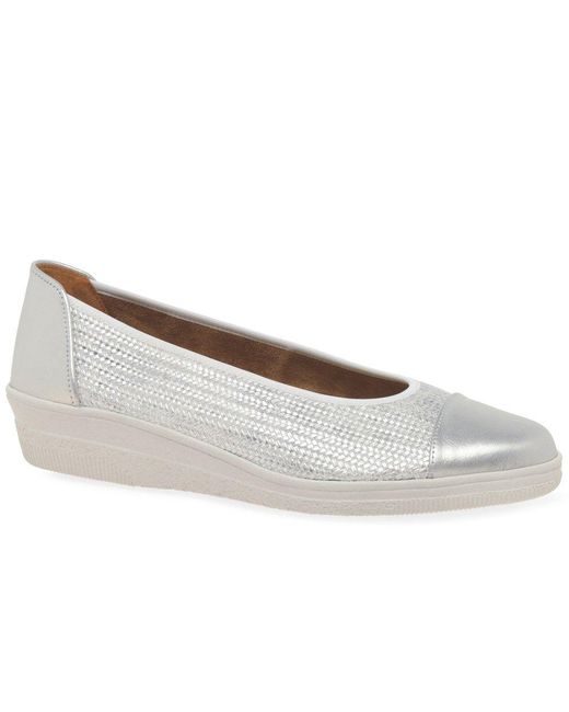 Gabor Gray Petunia Accent Low Heeled Pumps