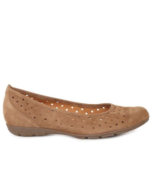 Gabor Brown Ruffle Punched Detail Casual Shoes