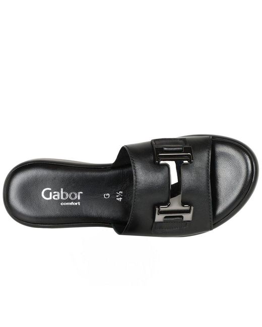 Gabor Black Oaty Mule Sandals