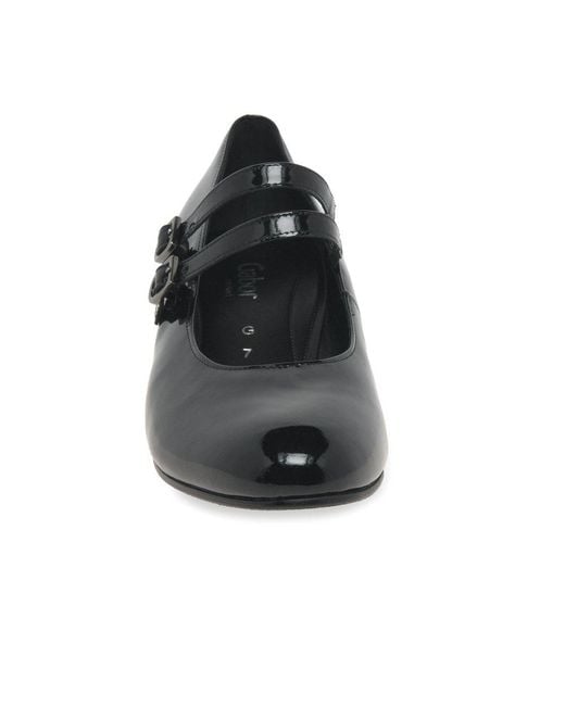 Gabor Black Belva Mary Jane Court Shoes Nappa Patent