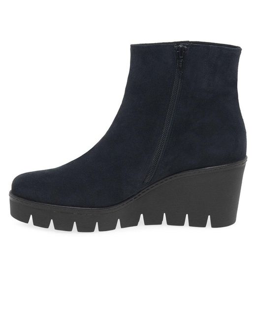 Gabor Blue Utopia Wedge Heel Ankle Boots