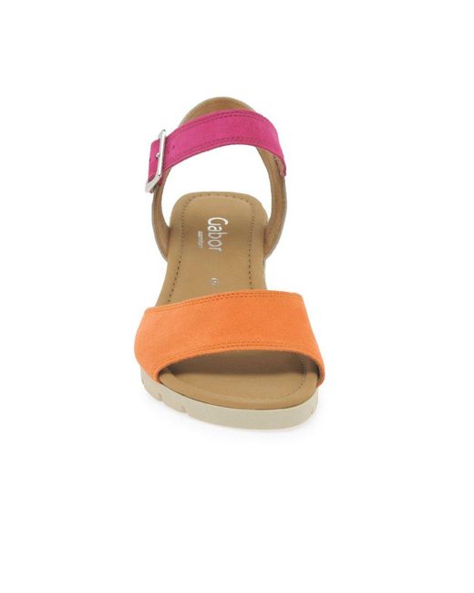 Gabor Pink Nieve Wedge Heel Sandals