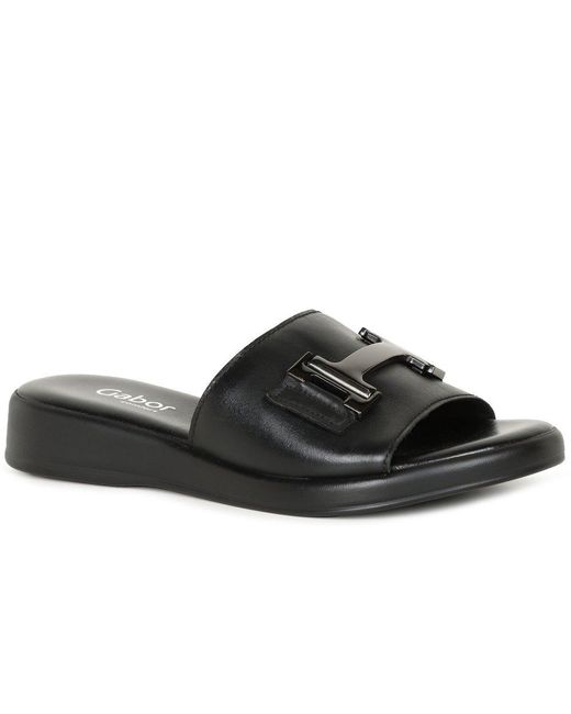 Gabor Black Oaty Mule Sandals