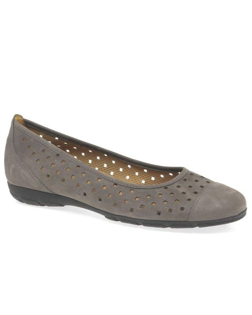 Gabor Gray Ruffle Punched Detail Casual Shoes Colour: Wallaby (Fumo)