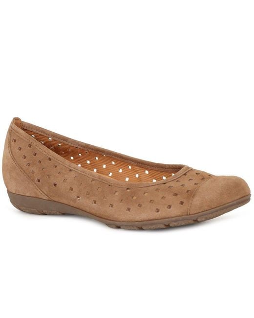 Gabor Brown Ruffle Punched Detail Casual Shoes