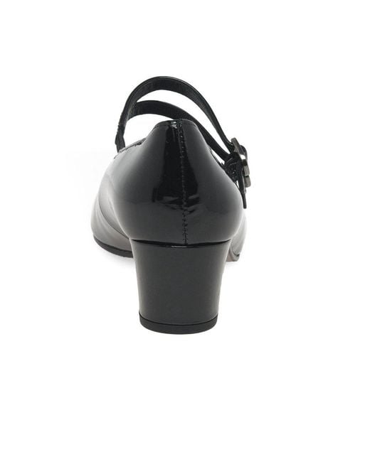 Gabor Black Belva Mary Jane Court Shoes Nappa Patent