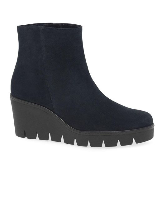 Gabor Blue Utopia Wedge Heel Ankle Boots