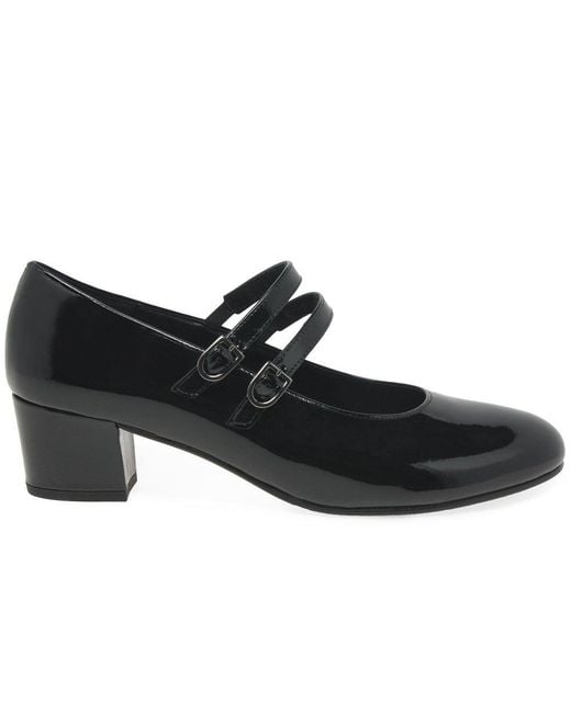 Gabor Black Belva Mary Jane Court Shoes Nappa Patent