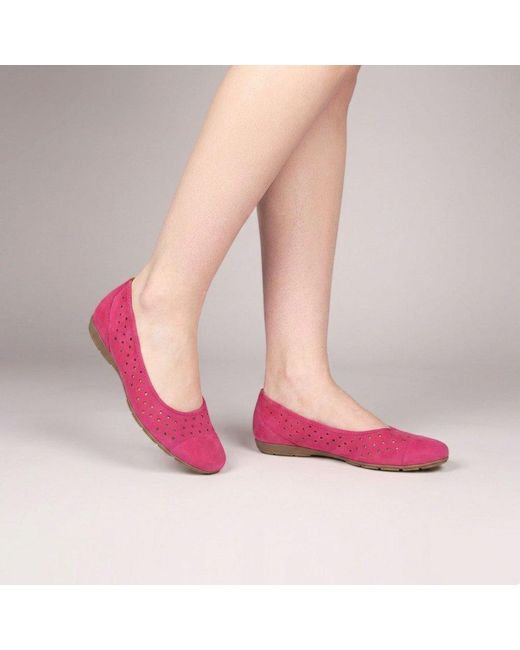 Gabor Pink Ruffle Punched Detail Casual Shoes