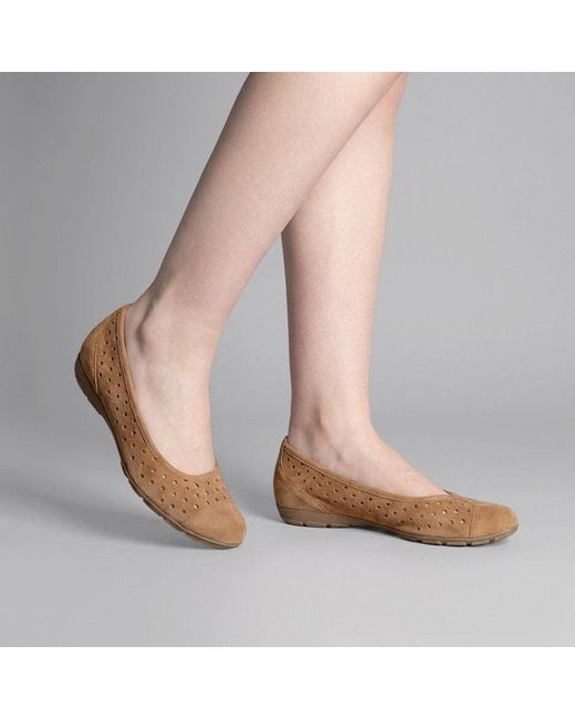 Gabor Brown Ruffle Punched Detail Casual Shoes