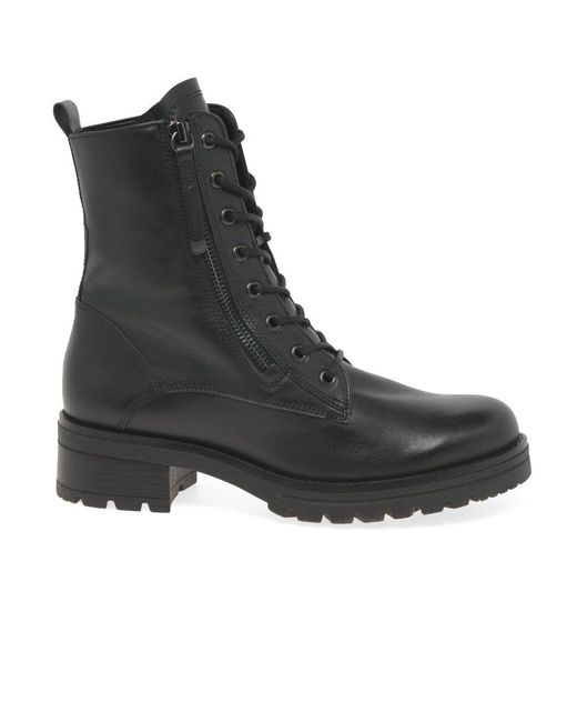 Gabor Black Serve Biker Boots Leather (Cdf)
