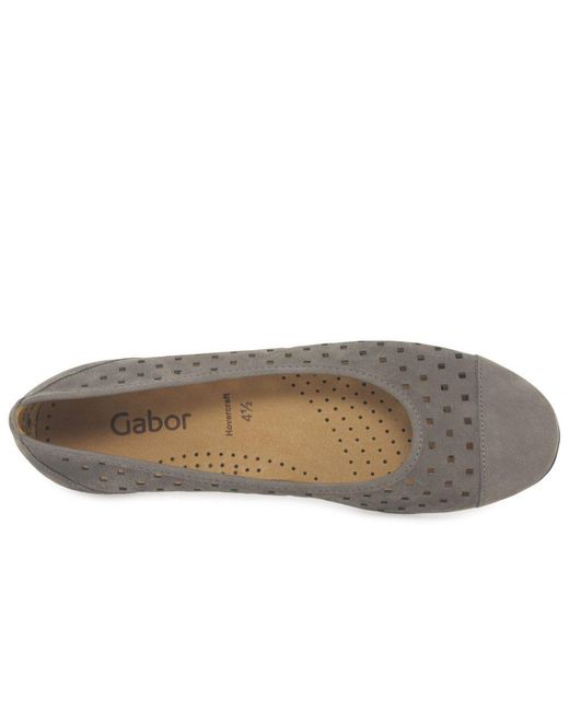 Gabor Gray Ruffle Punched Detail Casual Shoes Colour: Wallaby (Fumo)
