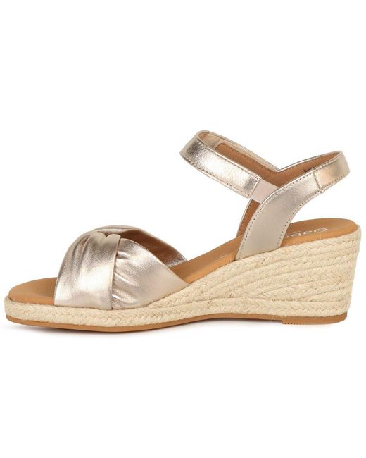 Gabor Metallic Moon Wedge Heel Sandals