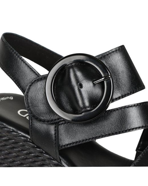 Gabor Black Drama Wedge Heel Sandals