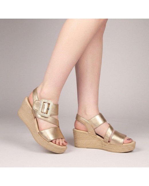 Gabor Metallic Embrace Wedge Sandal Size: 2