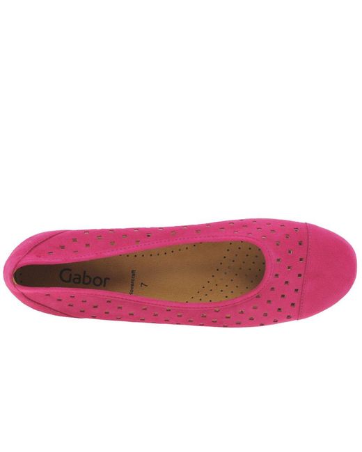 Gabor Pink Ruffle Punched Detail Casual Shoes