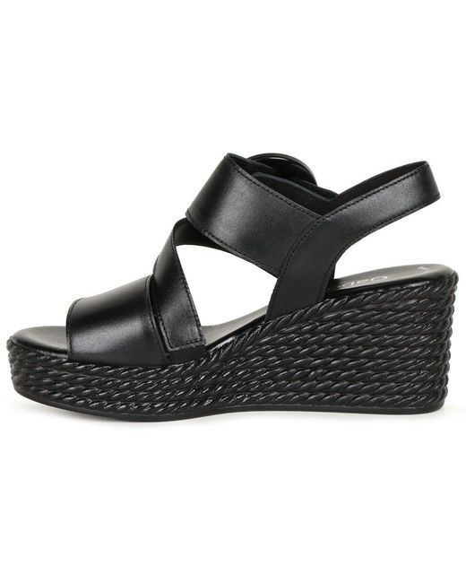 Gabor Black Drama Wedge Heel Sandals
