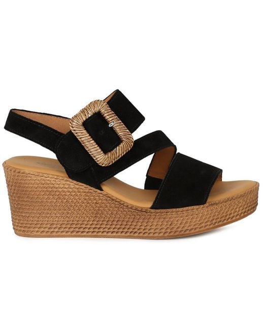 Gabor Black Embrace Wedge Sandal