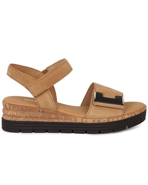 Gabor Brown Shout Wedge Heel Sandals