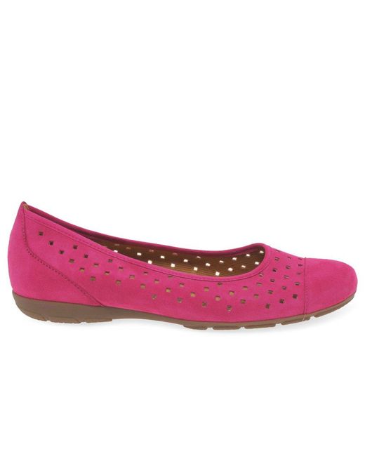 Gabor Pink Ruffle Punched Detail Casual Shoes