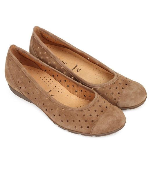 Gabor Brown Ruffle Punched Detail Casual Shoes