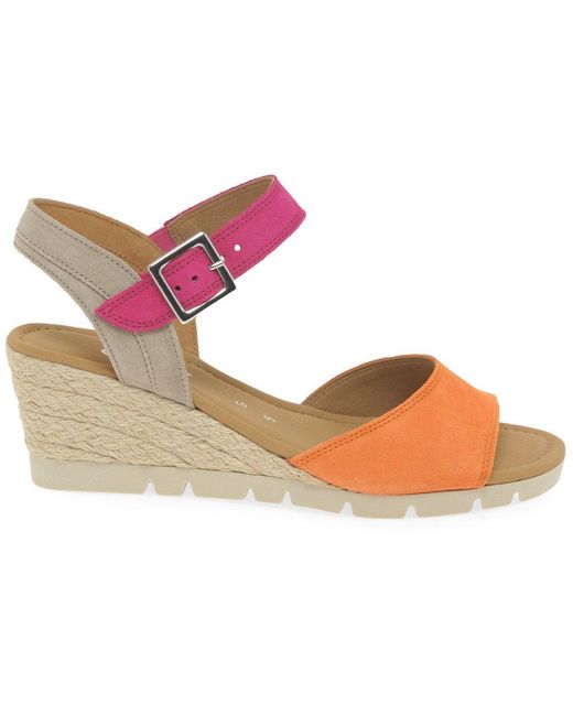 Gabor Pink Nieve Wedge Heel Sandals