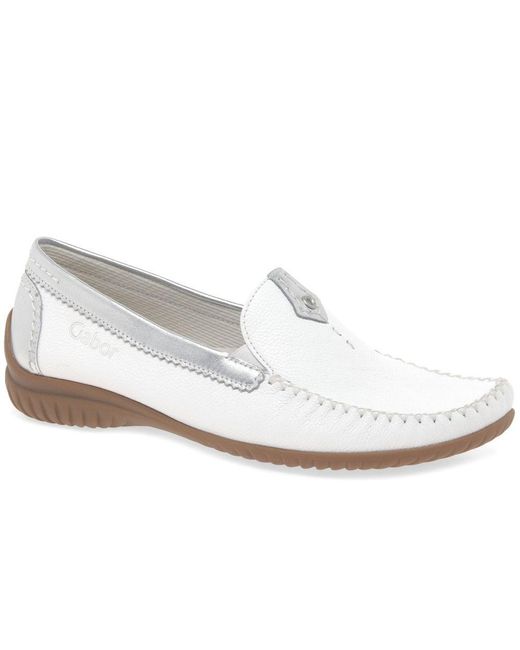 Gabor White California Sporty Moccasins