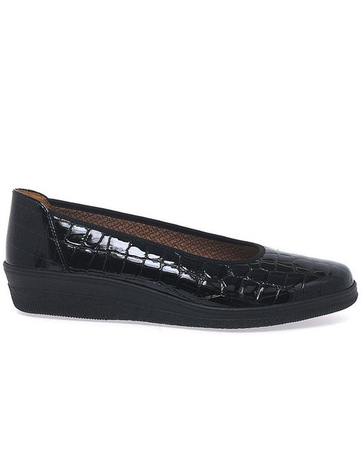Gabor Blue Piquet Wide Fit Ballerina Pumps