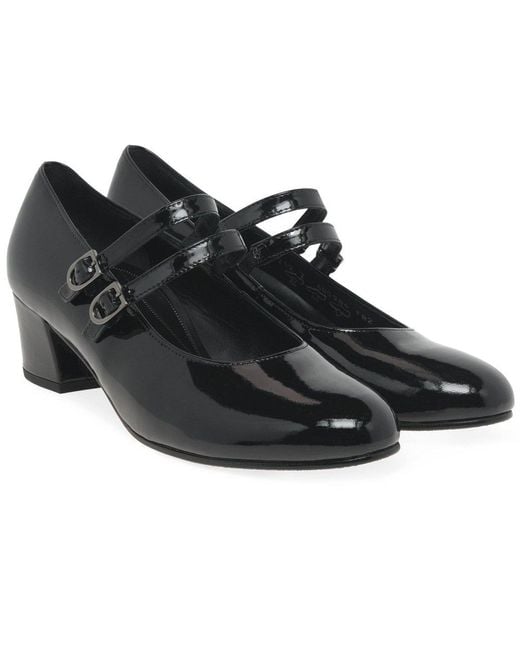 Gabor Black Belva Mary Jane Court Shoes Nappa Patent