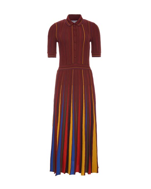 Gabriela Hearst Red Calypso Pinstripe Knit Midi Dress Burnt Sienna Merino Wool