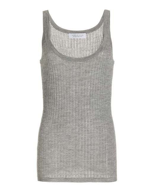 Gabriela Hearst Gray Nevin Pointelle Knit Tank Top
