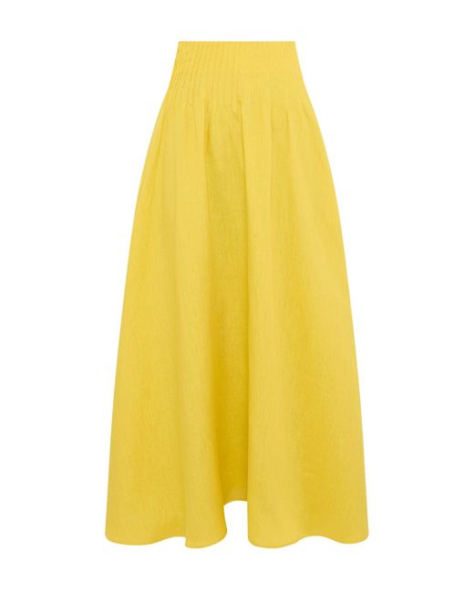 Gabriela Hearst Yellow Penelope Midi Skirt