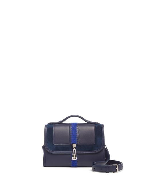 Gabriela Hearst Blue Small Leonora Flap Embroidered Bag