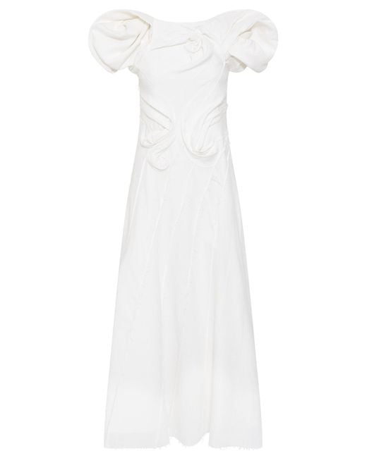 Gabriela Hearst White Navi Puff Sleeve Maxi Dress