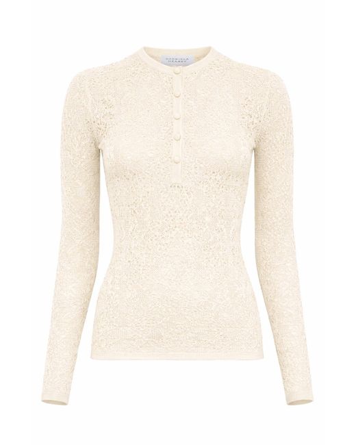 Gabriela Hearst White Gaviran Lace Knit Henley