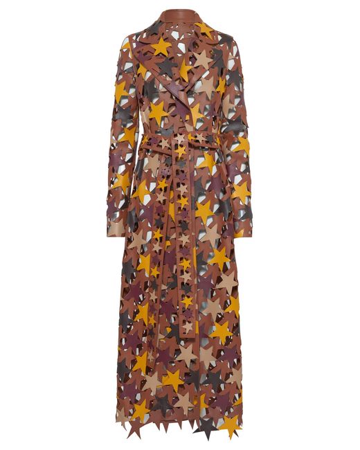 Gabriela Hearst Orange Nuria Patchwork Stars Trench Coat