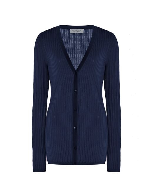 Gabriela Hearst Blue Emma Pointelle Knit Cardigan