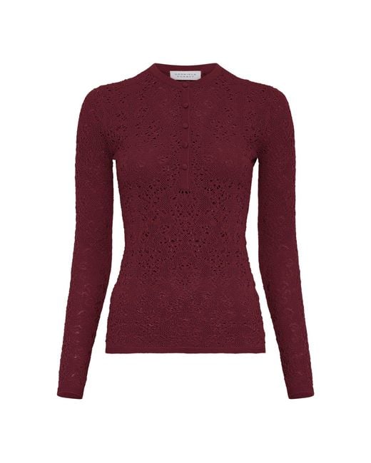 Gabriela Hearst Purple Gaviran Lace Knit Henley