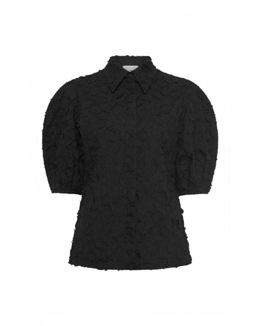 Gabriela Hearst Black Sansi Embroidered Leaves Top