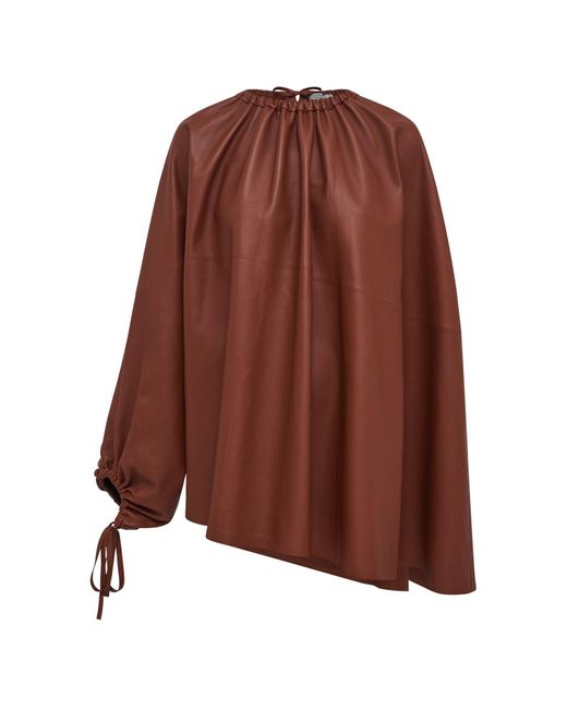 Gabriela Hearst Brown Wilmer Pleated Cape Top