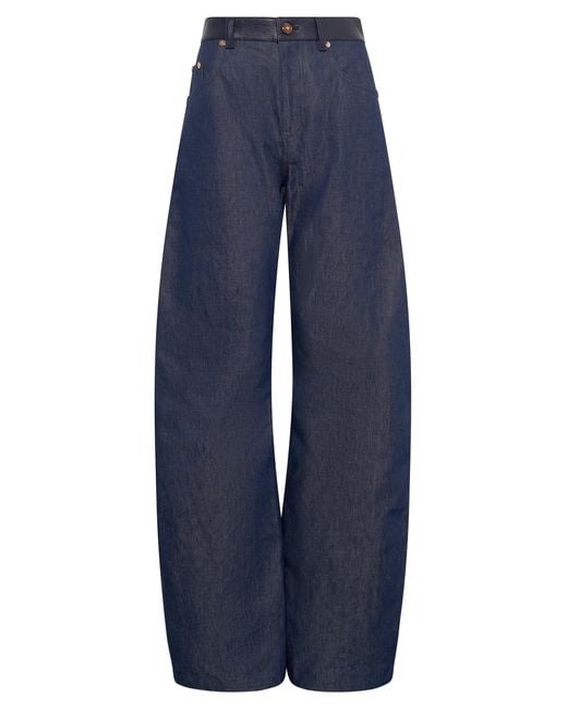 Gabriela Hearst Blue Lucian Barrel-Leg Jean