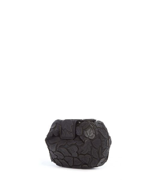 Gabriela Hearst Black Soft Demi Embroidered Leaves Clutch