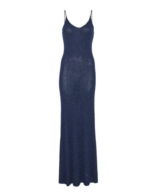 Gabriela Hearst Blue Florian Knit Maxi Slip Dress