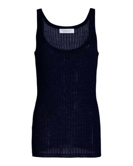 Gabriela Hearst Blue Nevin Pointelle Knit Tank Top